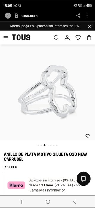Anillo Tous Plata Silueta Oso Carrusel y pulsera