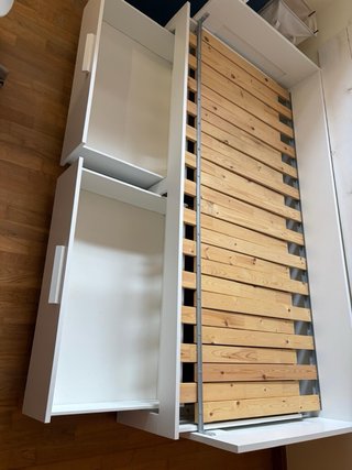 Cama infantil blanca adaptable con cajones