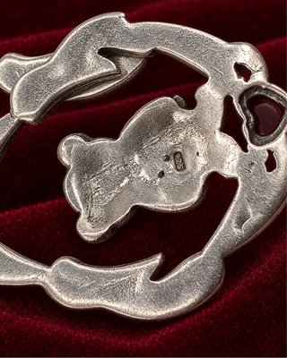 Orecchini Orsetto Cuore argento 925 corniola retró