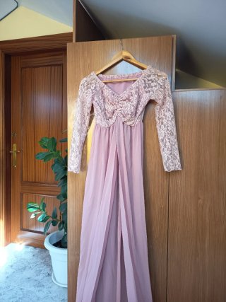 Vestido premamá fotografía encaje rosa