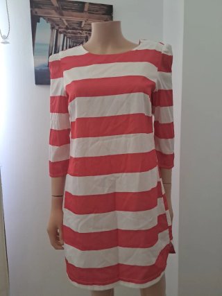 Vestido rayas coral y blanco.puesto una vez .