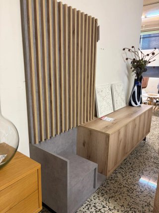 Mueble TV madera y piedra
