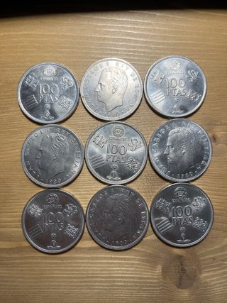 9 Monedas 100 Pesetas 1982 Juan Carlos I