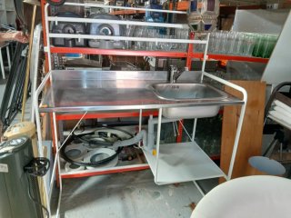 Pica acero inox con peto y estante