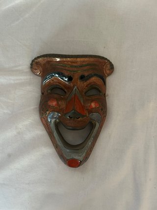 Maschera Teatrale Vintage Bronzo Smaltato