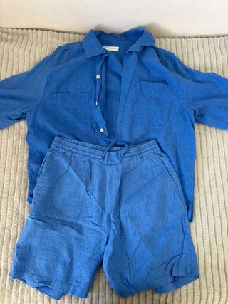 Conjunto ZARA Camisa y Pantalón Corto Azul Talla M