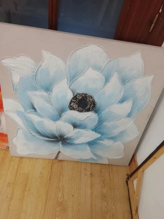 Cuadro decorativo flor beige y verde