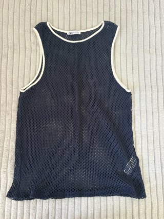 Zara Camiseta Malla Azul