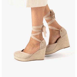 Sandalias cuña alta yute beige