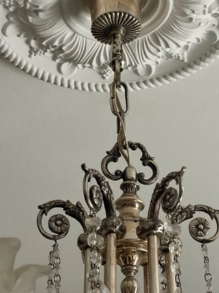 Lámpara Vintage Art Decó Plata Cristal