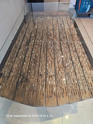 Mesa de centro trillo antiguo forja y cristal