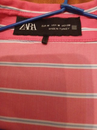 Camisa Zara Rayas Rosas y Blancas