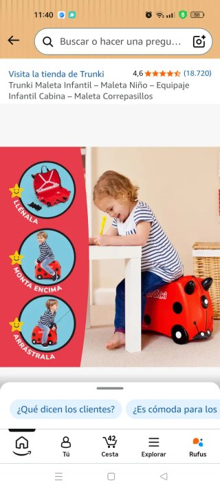 Maleta infantil Trunki roja