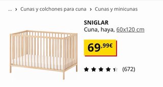 Cuna IKEA madera + cambiador