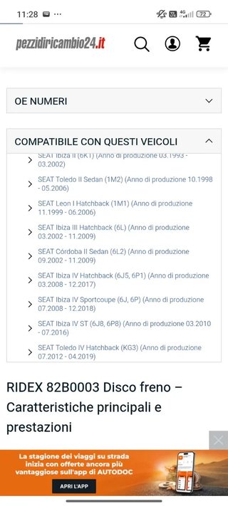 Coppia Dischi Freno RIDEX Posteriore