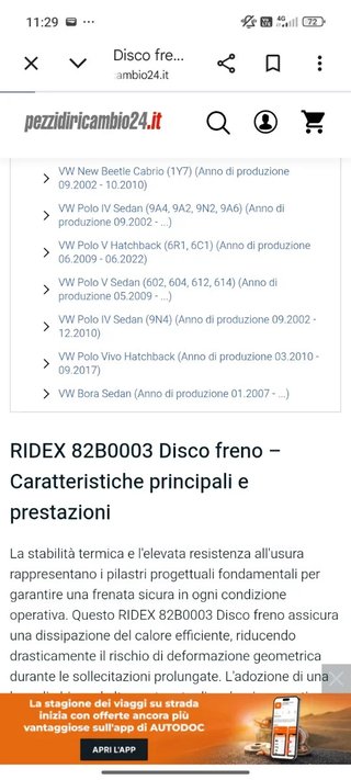 Coppia Dischi Freno RIDEX Posteriore