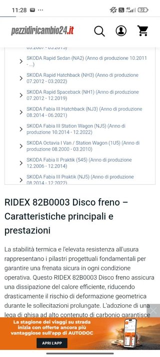 Coppia Dischi Freno RIDEX Posteriore
