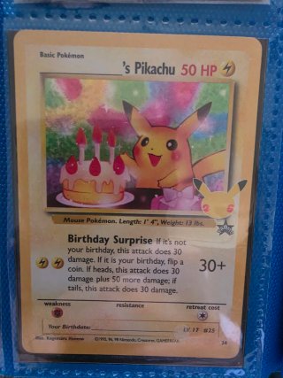 Carta Pokémon Pikachu Cumpleaños PROMO