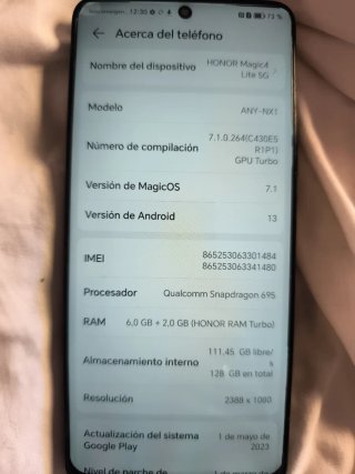 Honor Magic Lite Negro os7.1