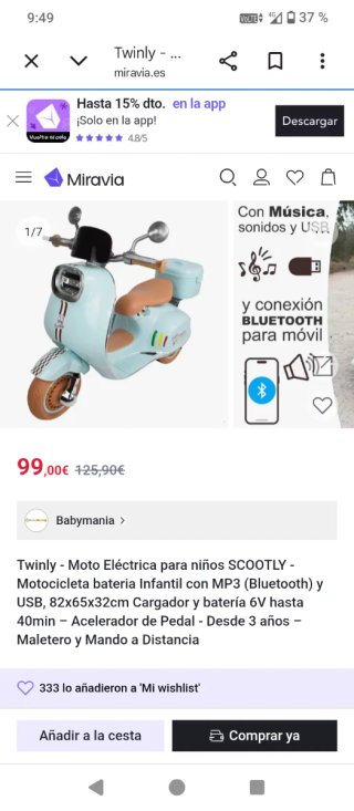 Moto Eléctrica Infantil Azul y Beige