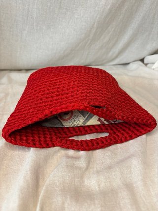 Borsa uncinetto cotone piccola rossa