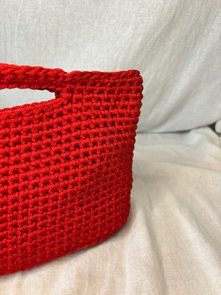 Borsa uncinetto cotone piccola rossa