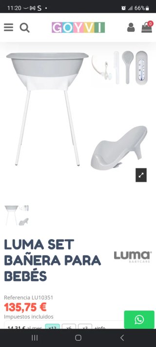 Bañera Luma para bebés con soporte