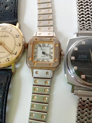 Lote de 5 relojes,cartier,sony mortima francés,