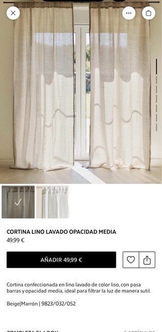 2 Cortinas Lino Beige Zara Home opacidad media