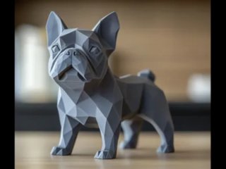 Figura Bulldog Francés Geométrica Gris