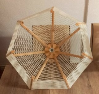 Lámpara de techo artesanal madera y cuerda