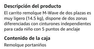 Remolque M-Wave 2 plazas niños
