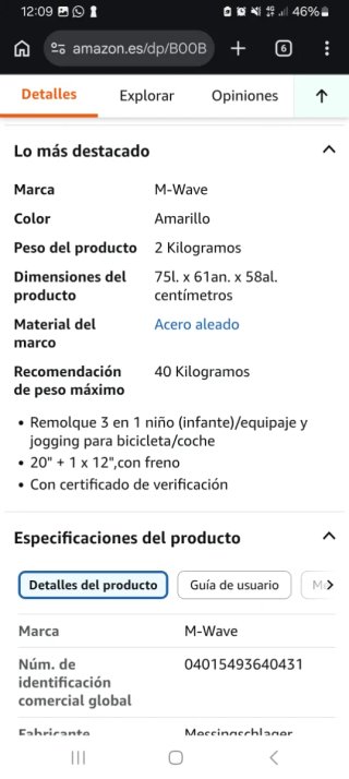 Remolque M-Wave 2 plazas niños