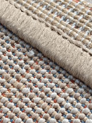 Alfombra moderna geométrica beige y naranja