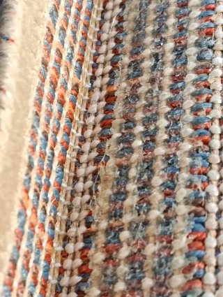 Alfombra moderna geométrica beige y naranja