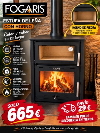 Estufa de Leña Fogaris con Horno 13.5 kW