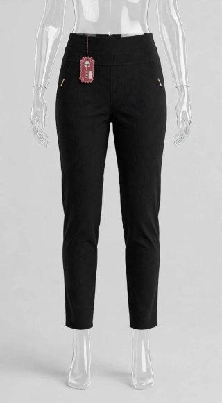 Pantalon Negro Elastico 4XL Cremallera Dorada