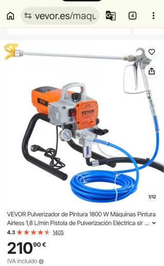 Pulverizador de pintura pared VEVOR 1800w