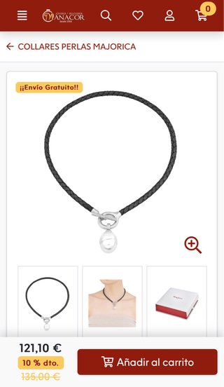 Majorica collar perla barroca con cuero trenzado