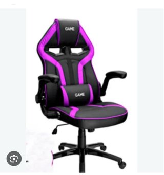 Silla de escritorio gamer negra y morada