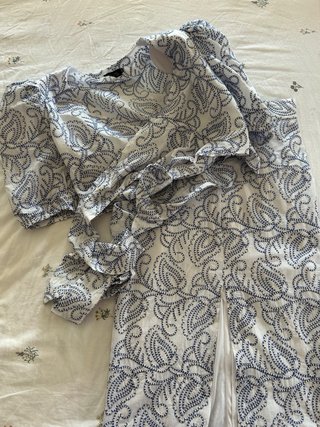 Conjunto fiesta bordado azul y blanco