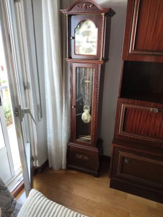 Reloj de pie antiguo Tempus Fugit madera