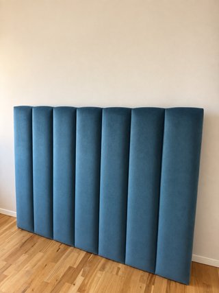 Cabecero terciopelo azul cama 180
