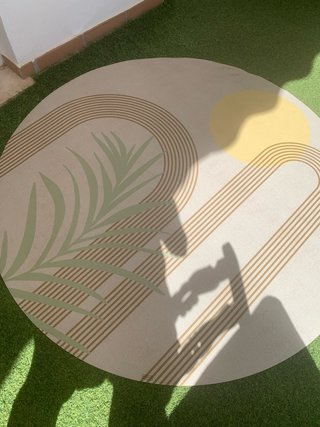 Alfombra Redonda Vinilo Diseño Hoja y Sol