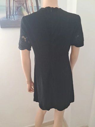 Vestido Negro Zara Encaje y terciopelo