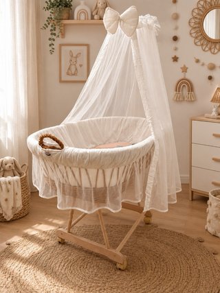 Moisés de mimbre con ruedas
