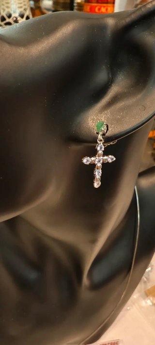Pendientes Plata 925 Cruz Colgante