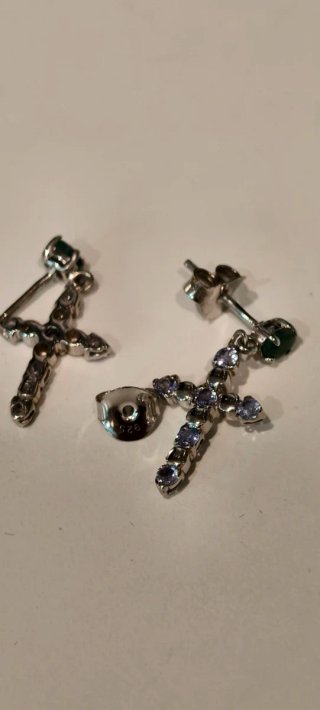 Pendientes Plata 925 Cruz Colgante