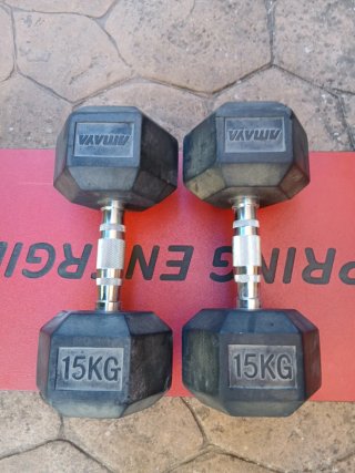 Mancuernas hexagonales 15kg (2 unidades)