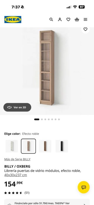 LIBRERÍA DE MADERA Y CRISTAL IKEA SEGUNDAMANO